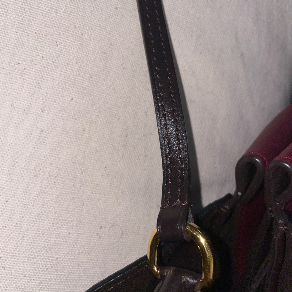 Louis Vuitton Burgundy and Brown Tote with Black-and-White Patterned Sides - Picture 9 of 15